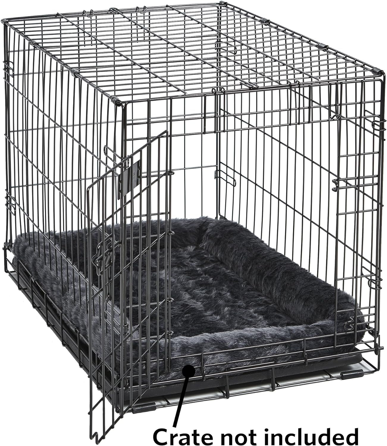 XS Dog Bed – Gray Faux Fur Bolster, Ultra-Soft and Machine Washable, Fits 22-Inch Crates and Carriers, for Small Dogs and Cats