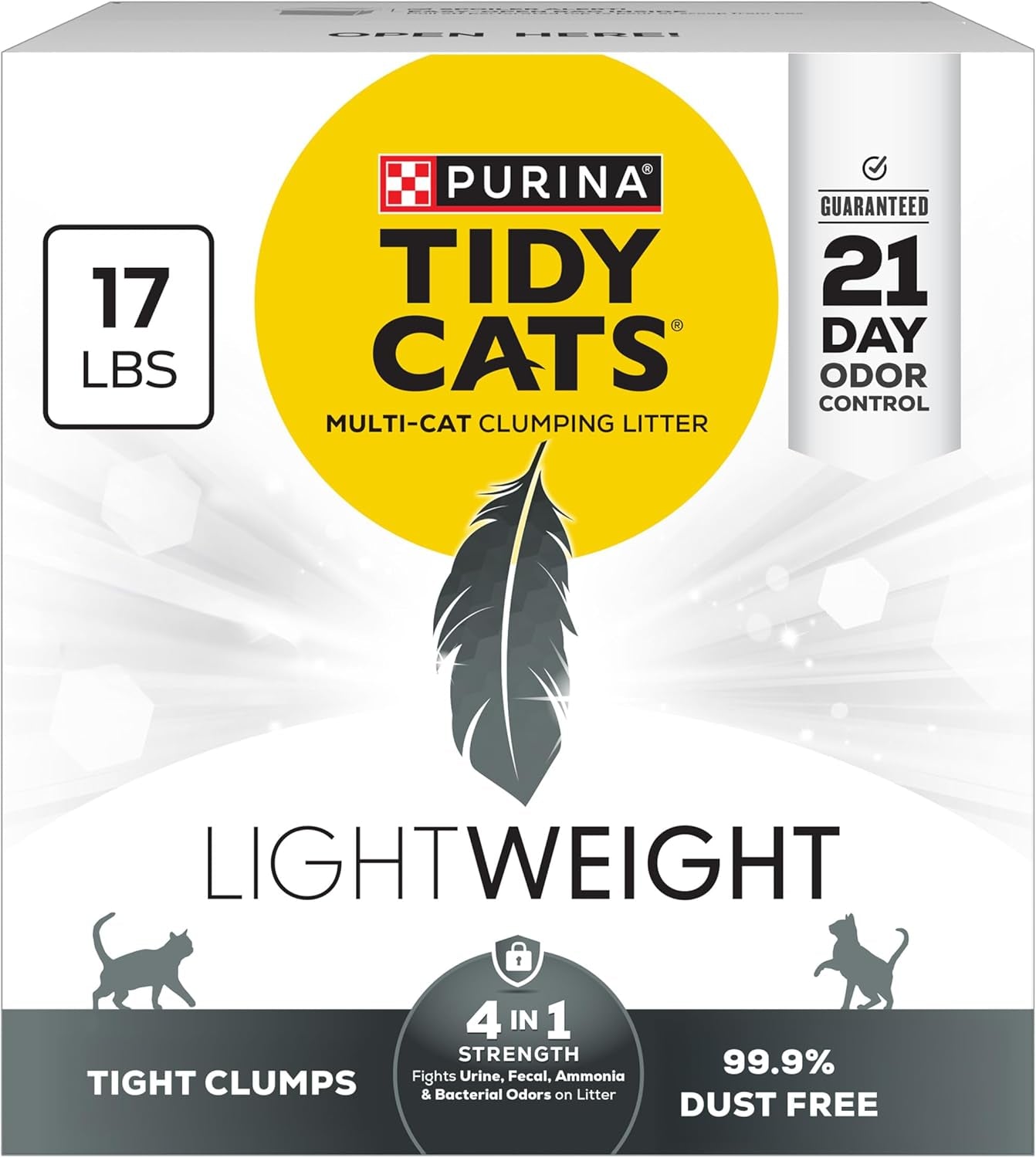 Purina Lightweight 4-In-1 Strength Multi-Cat, Odor Control, Clumping, 99.9 Percent Dust Free Cat Litter - 17 Lb. Box