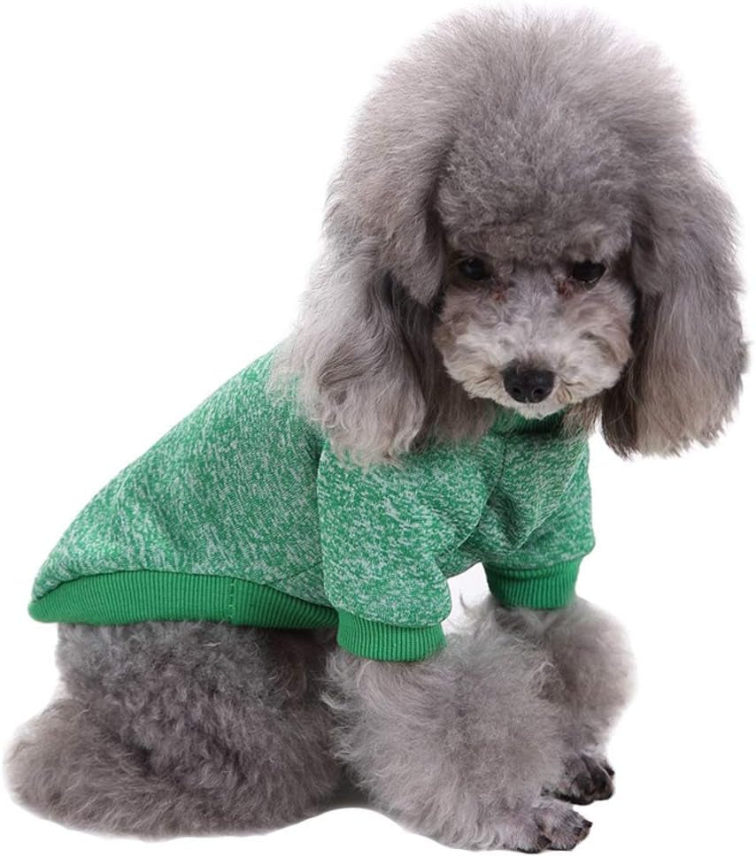 Pet Dog Sweater Warm Dog Pajamas Soft Cat Sweater Puppy Clothes Small Dogs Sweater Winter Doggie Sweatshirt (L, Green)