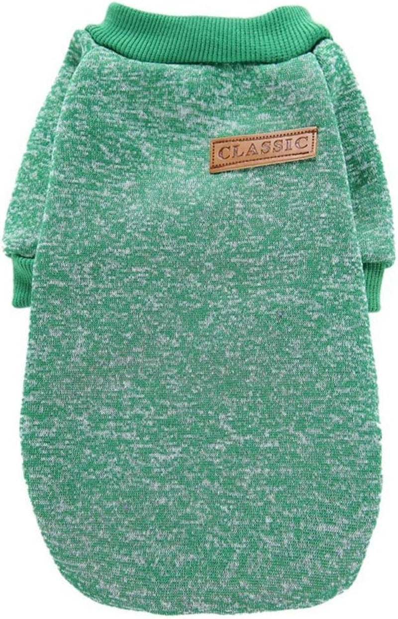 Pet Dog Sweater Warm Dog Pajamas Soft Cat Sweater Puppy Clothes Small Dogs Sweater Winter Doggie Sweatshirt (L, Green)