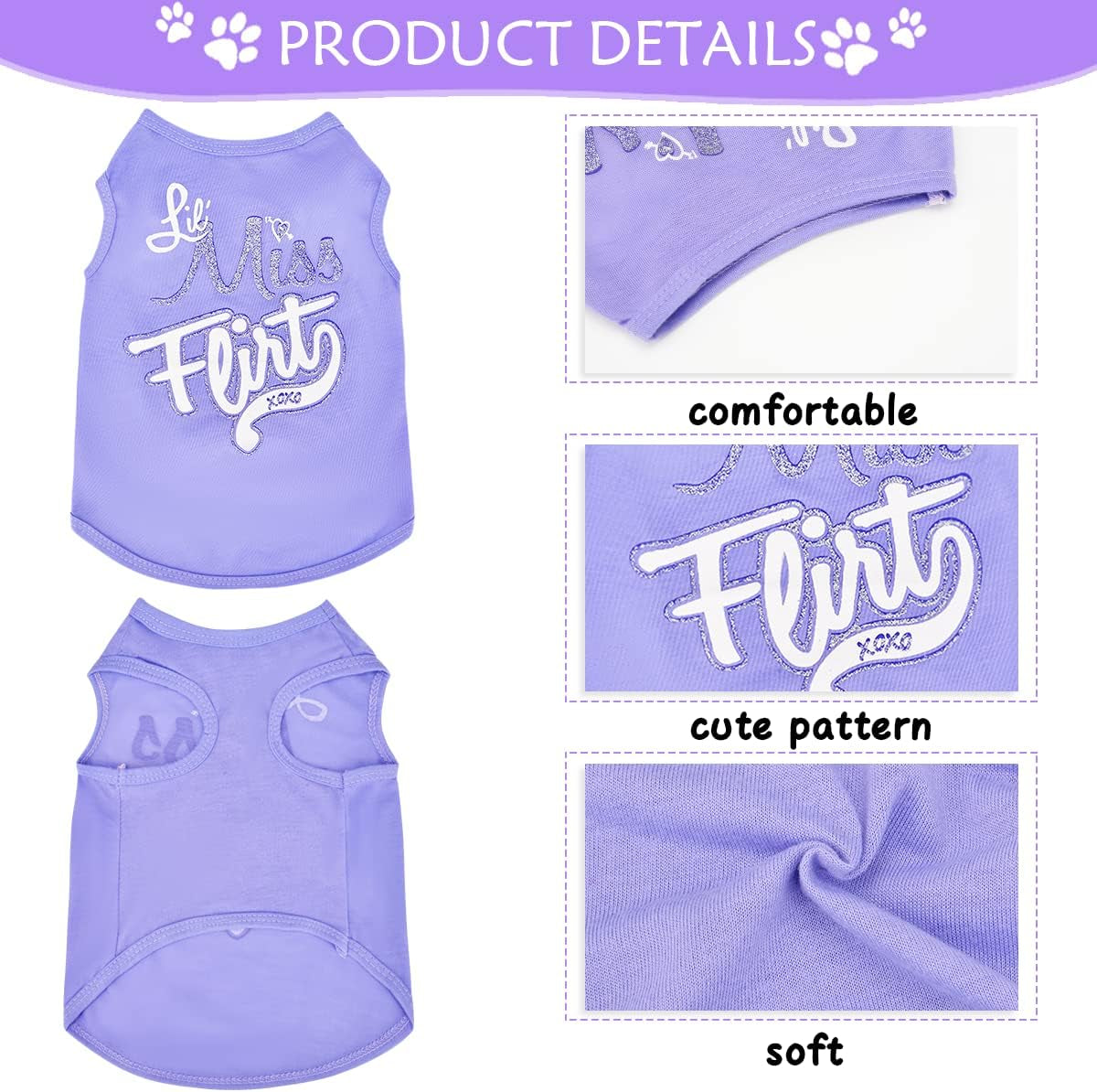 Dog Clothes for Dogs Girl Summer Pet T-Shirts Costume Cat Clothing Apparels Puppy Vest Outfits Cute Pattern for Small,Medium,Large Breed 4 Pack HLL21030802 Small/2.64-4.4Lb