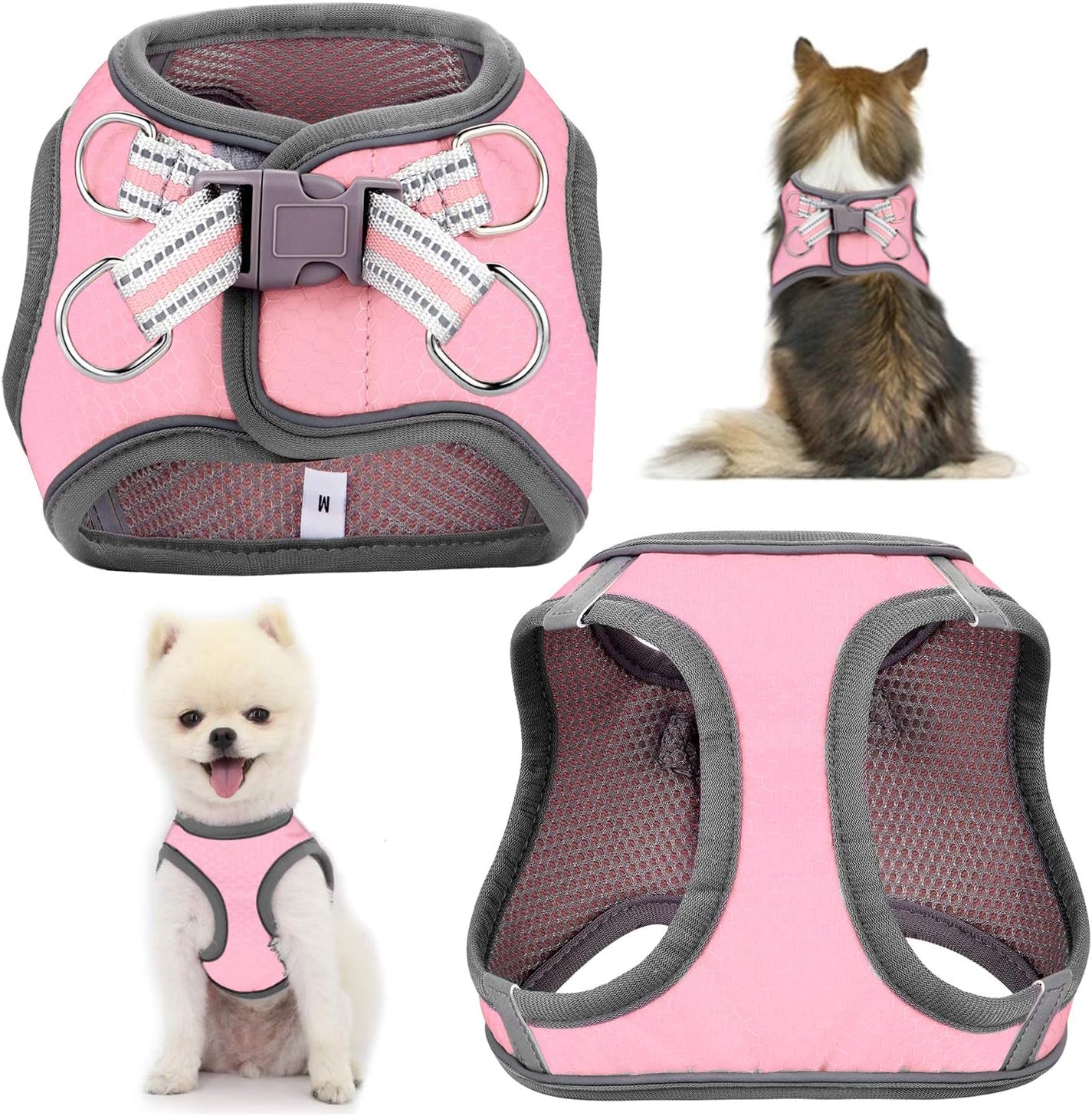 Small Dog Harness,Puppy Harness,Adjustable Leash and Collar Set for Small Dogs,Step-In Dog Harness,3M Reflective Pet Dog Vest for Small Medium Puppy