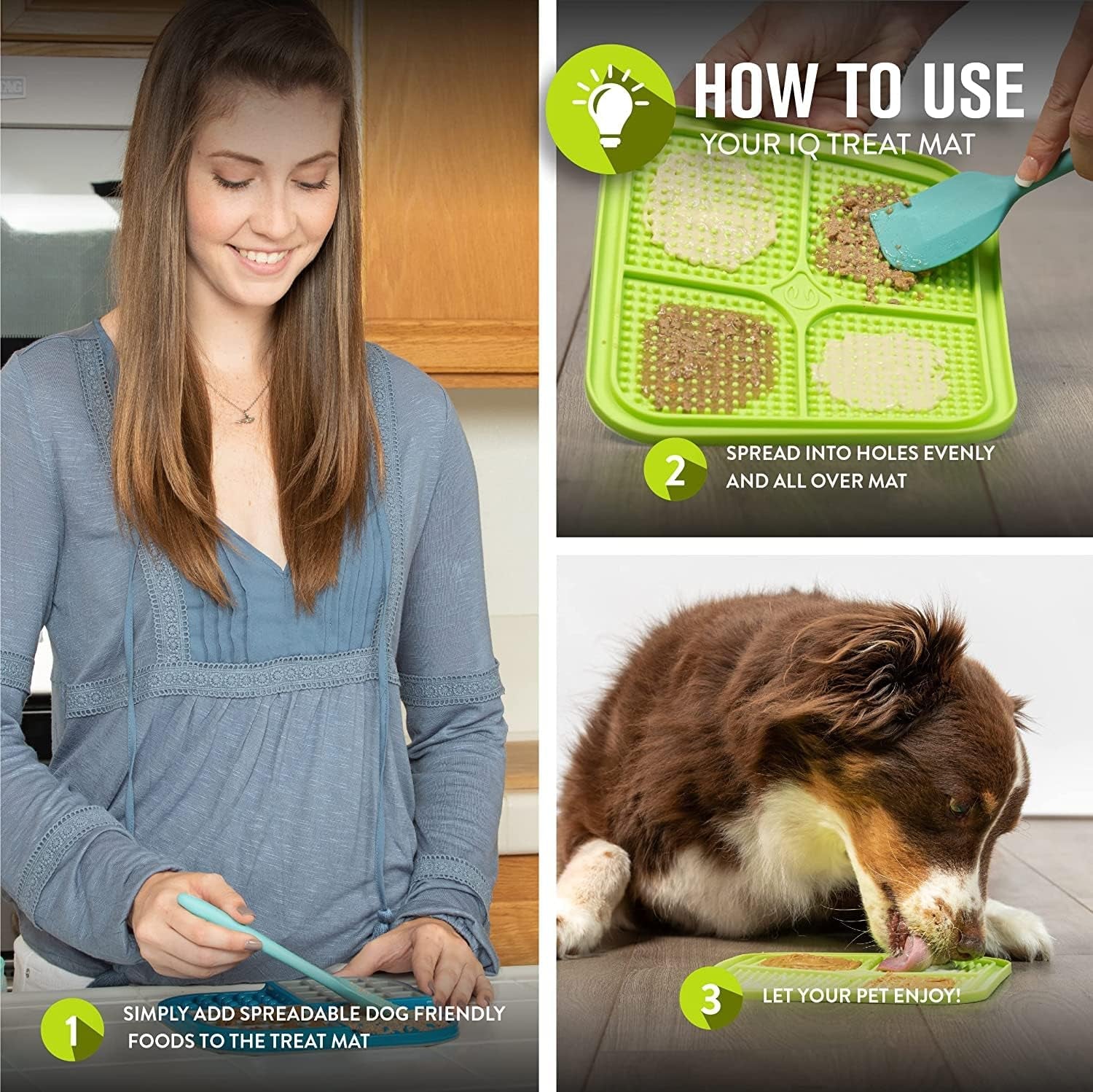 IQ Treat Mat Dog Lick Mat, Dog Slow Feeder or Cat Licking Mats ( Cat Slow Feeder, Dog Licking Mat, Cat Puzzle Feeder & Dog Enrichment and Anxiety Soother for Small Medium or Large Dogs)