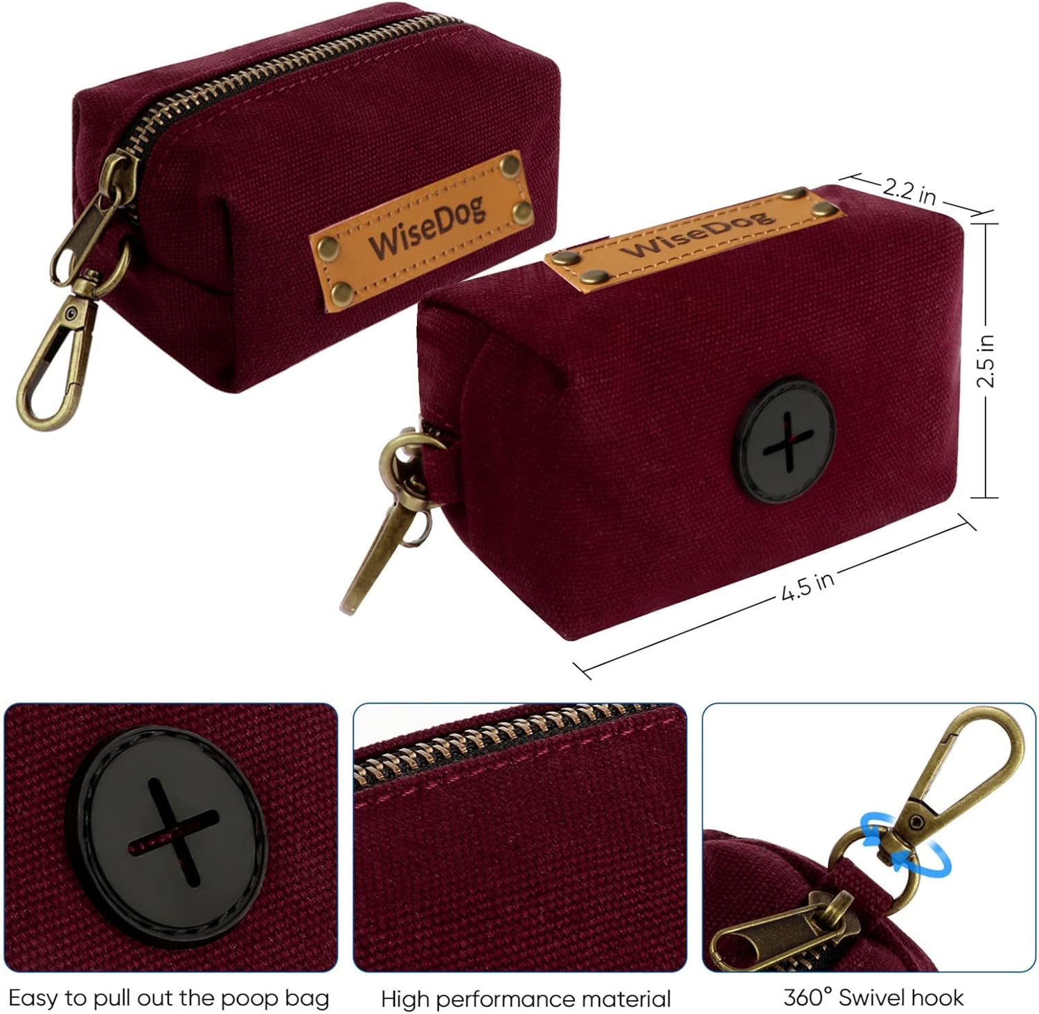 Dog Collar and Leash Set, Waterproof Adjustable Puppy Collars with Cute Tag 6FT Dog Leash with Poop Bag for Small Medium Large Dogs (M, Burgundy)