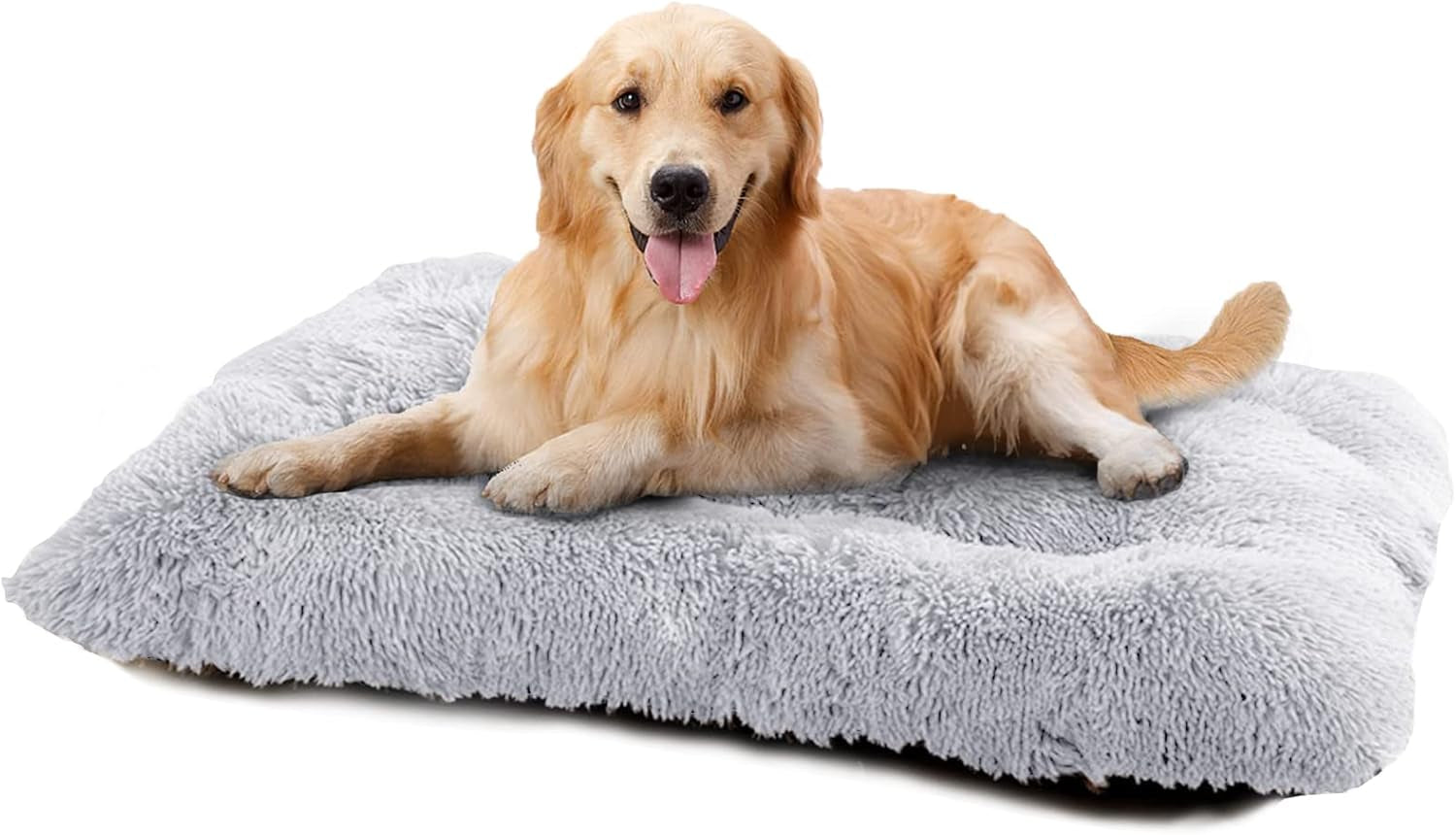 Dog Bed, Dog Crate Bed, Washable Dog Crate Pad, Fulffy Kennel Pad, Anti-Slip Dog Crate Mat for Large Medium Small Dogs (M, Gray)