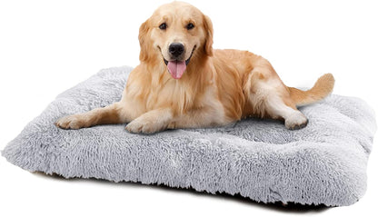 Dog Bed, Dog Crate Bed, Washable Dog Crate Pad, Fulffy Kennel Pad, Anti-Slip Dog Crate Mat for Large Medium Small Dogs (M, Gray)