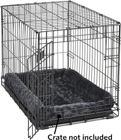 XS Dog Bed – Gray Faux Fur Bolster, Ultra-Soft and Machine Washable, Fits 22-Inch Crates and Carriers, for Small Dogs and Cats