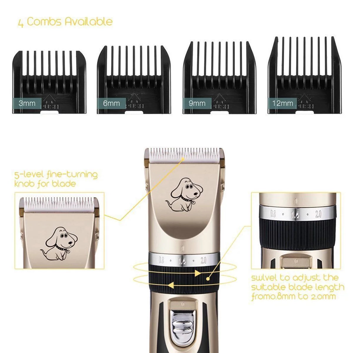 Professional Mute Cordless Electric Pet Cat Dog Hair Cutting Clipper Trimmer Shaver Grooming Set Kit