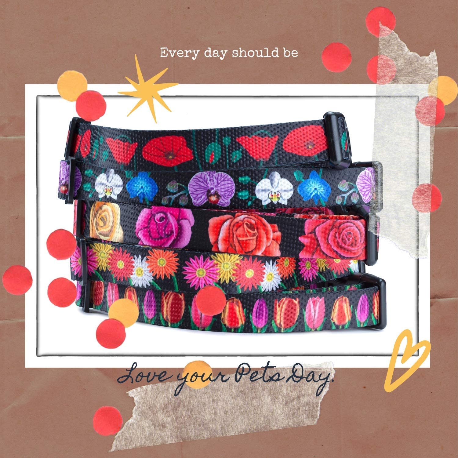 Floral Flower Dog Collar (Large, Daisy)