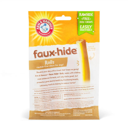 Faux-Hide Dog Dental Treat Rolls, 7 Pcs | 5 Oz Bag Rawhide Free Dog Dental Chews in Chicken Flavor | Baking Soda Enhanced Formula Dental Treats for Dogs for Fresh Breath