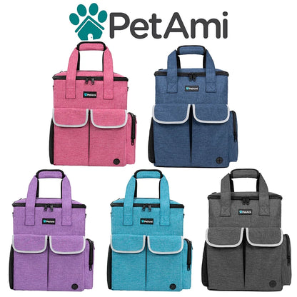 Dog Travel Bag Pet Supplies Accessories Organizer for Traveling, Camping, Weekend; Cat Pet Travel Bag Kit Includes 2 Food Storage Containers, 2 Collapsible Bowls, 1 Feeding Mat (Dark Gray)