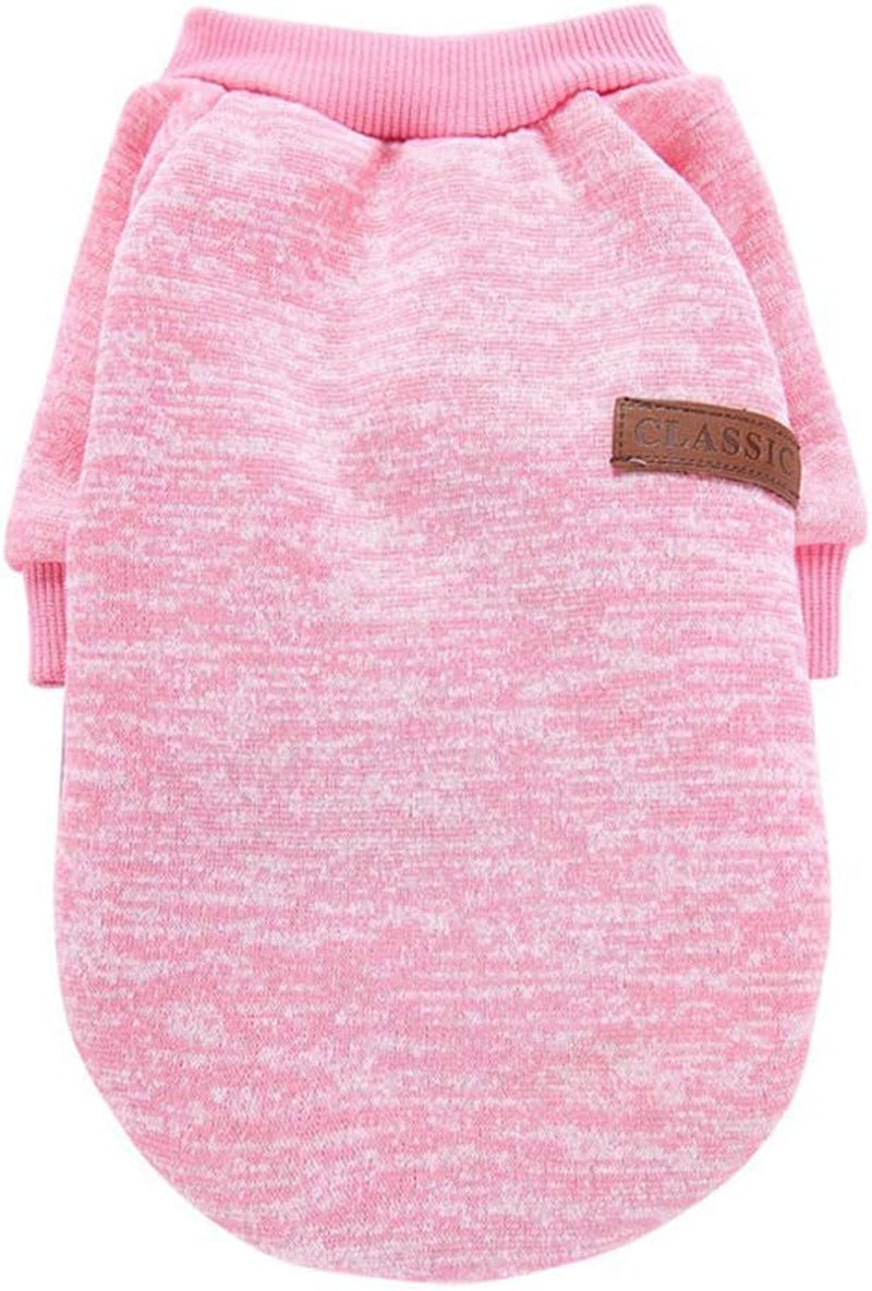 Pet Dog Classic Knitwear Sweater Warm Winter Puppy Pet Coat Soft Sweater Clothing for Small Dogs (S, Pink)