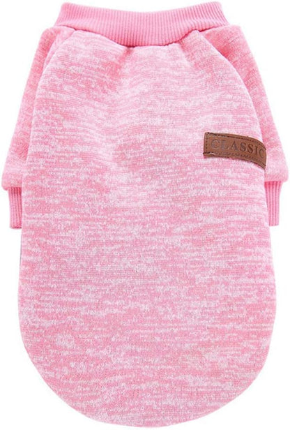 Pet Dog Classic Knitwear Sweater Warm Winter Puppy Pet Coat Soft Sweater Clothing for Small Dogs (S, Pink)