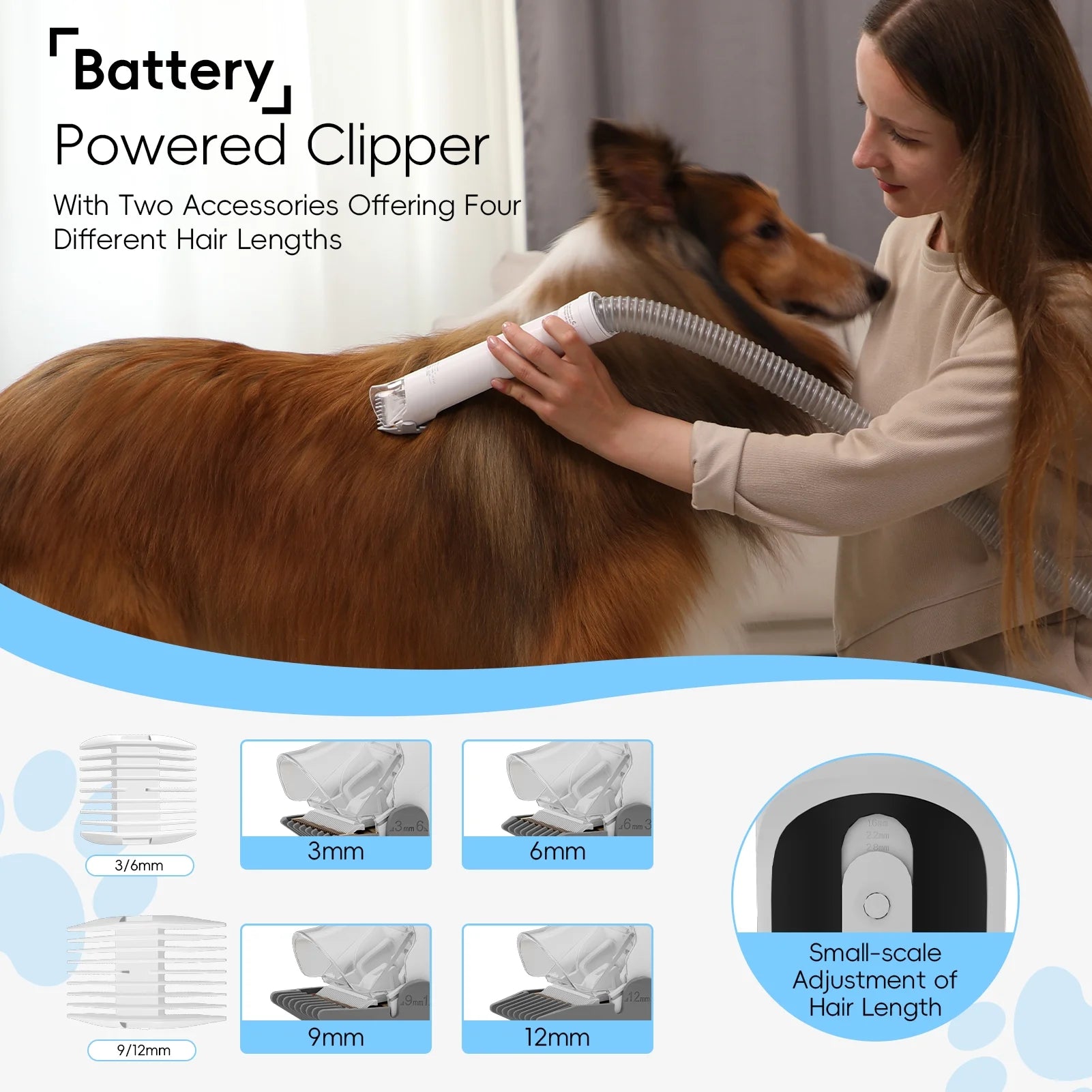 , Dog Hair Vacuum with 3 Modes, 5 in 1 Kit, 3L Large Dustbin, Low Noise