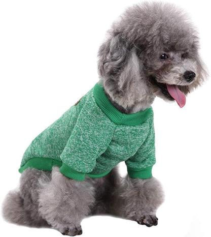 Pet Dog Sweater Warm Dog Pajamas Soft Cat Sweater Puppy Clothes Small Dogs Sweater Winter Doggie Sweatshirt (L, Green)