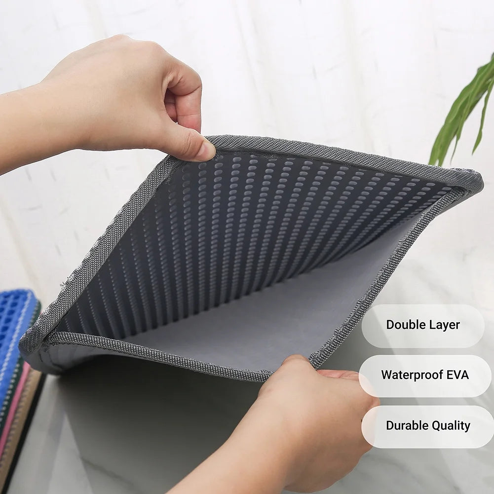 Double Layer anti Tracking Waterproof Cat Litter Trapping Mat Gray