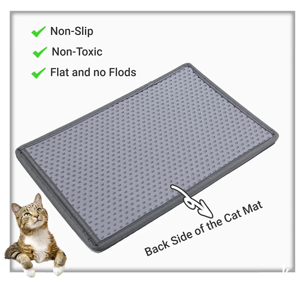 Double Layer anti Tracking Waterproof Cat Litter Trapping Mat Gray