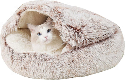 2-in-1 Round Cushion &amp; Warm Pet House for Cats and Small Dogs