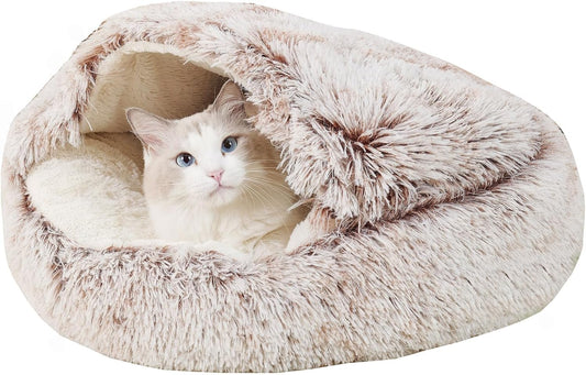 2-in-1 Round Cushion &amp; Warm Pet House for Cats and Small Dogs