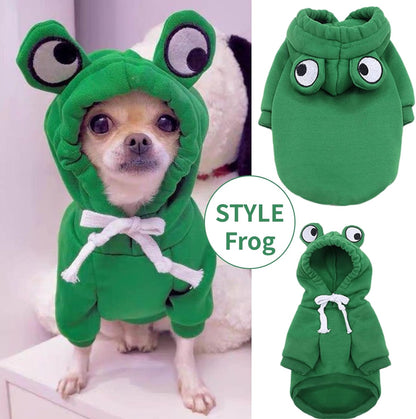 Dog Frog Hoodie Sweatshirts Puppy Sweaters for Small Dogs Boy Girl for 1Lb To17.6Lb Dogs - Winter Fall Dog Clothes for Chihuahua Doggie Pet Cat Warm Fleece Coat Outfit (Frog + Elk + Heart, X-Small)