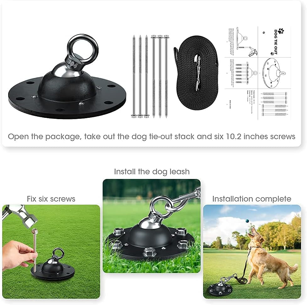 Dog Tie Out Stake Heavy Duty Dog Anchor for Large Dogs up to 220Lbs Dog Leash Stake for Yard Dog Stake Strongest Dog Anchor Holds Outdoor Dog Runner Tie Out Stake Dog Yard Stake
