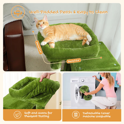 30" Cat Tree Condo with Sisal Scratcing Post Tower Ramp for Indoor Cats,Green