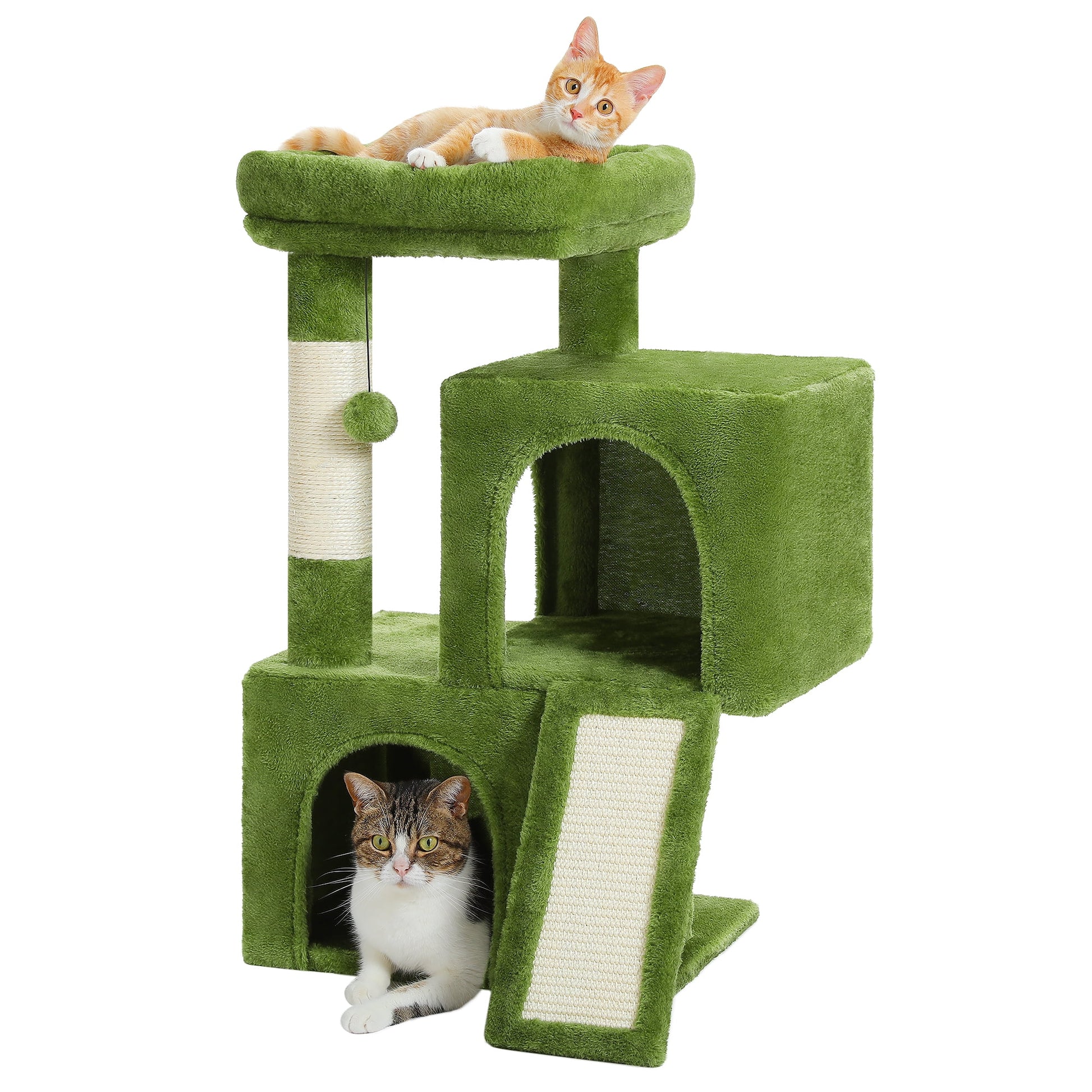 30" Cat Tree Condo with Sisal Scratcing Post Tower Ramp for Indoor Cats,Green