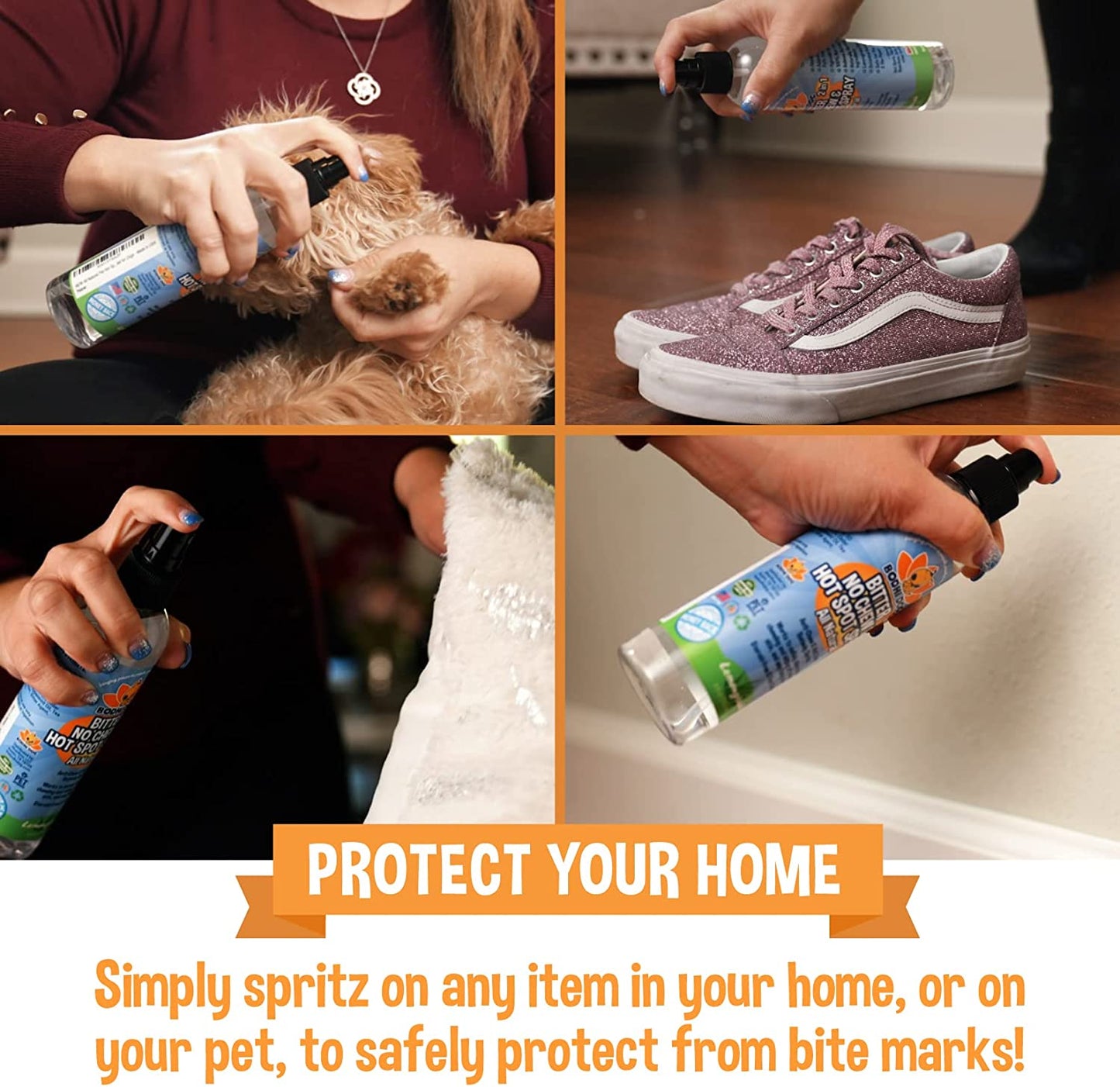 Bitter 2-In-1 No Chew & Hot Spot Spray - Natural Anti-Chew Remedy Better than Bitter Apple - Soothes Hot Spots, Deters Chewing - Safe for Skin, Wounds & Furniture- Made in USA (8 Fl Oz)