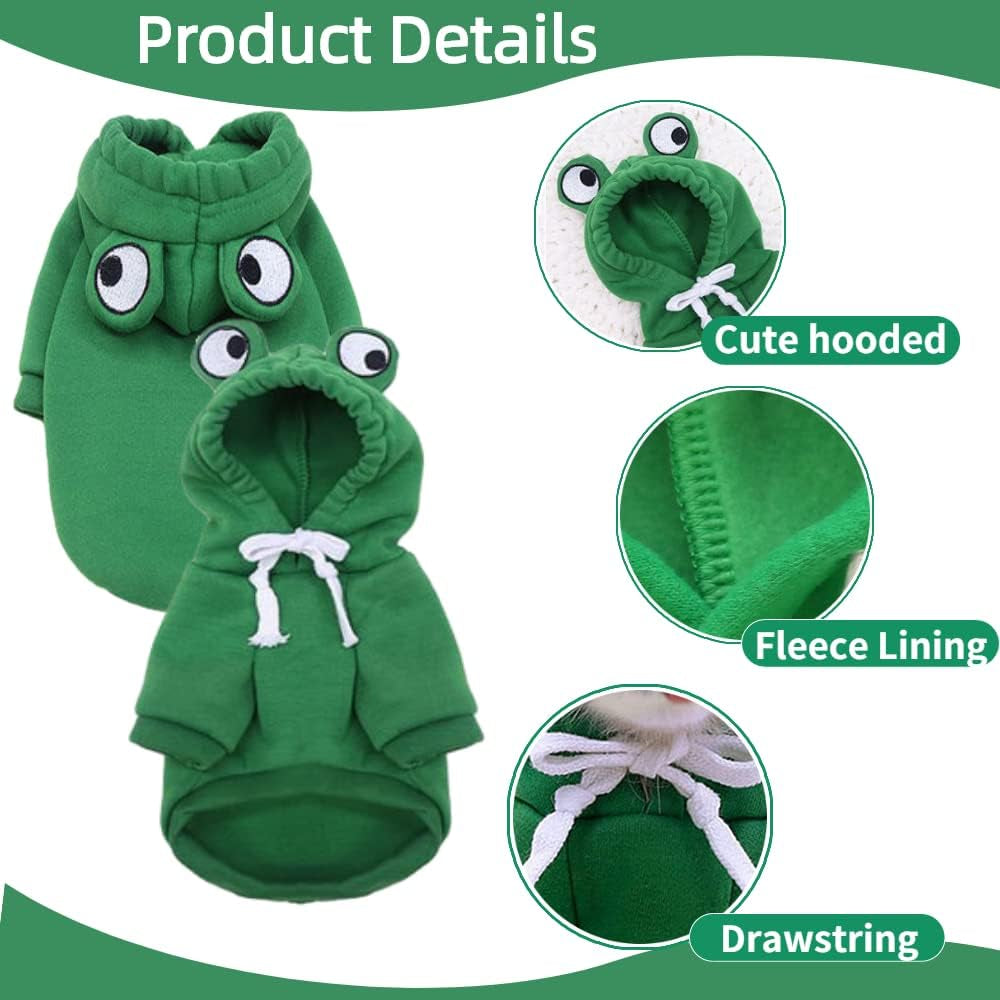 Dog Frog Hoodie Sweatshirts Puppy Sweaters for Small Dogs Boy Girl for 1Lb To17.6Lb Dogs - Winter Fall Dog Clothes for Chihuahua Doggie Pet Cat Warm Fleece Coat Outfit (Frog + Elk + Heart, X-Small)