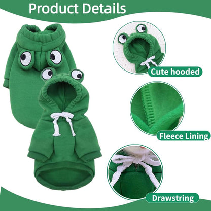 Dog Frog Hoodie Sweatshirts Puppy Sweaters for Small Dogs Boy Girl for 1Lb To17.6Lb Dogs - Winter Fall Dog Clothes for Chihuahua Doggie Pet Cat Warm Fleece Coat Outfit (Frog + Elk + Heart, X-Small)