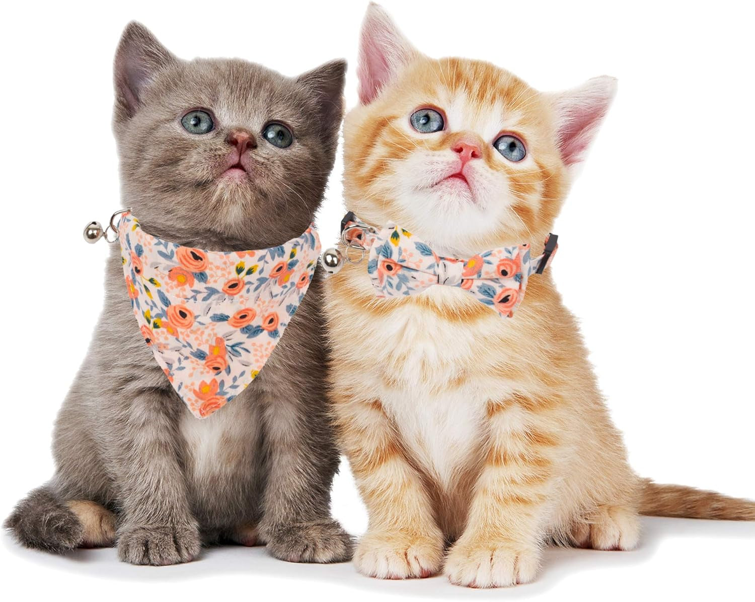 Floral Cat Collar with Bow Bandana, Removable Kitten Bowtie Scarf, Cute Flower Bow Bandana Collar for Cats Kittens