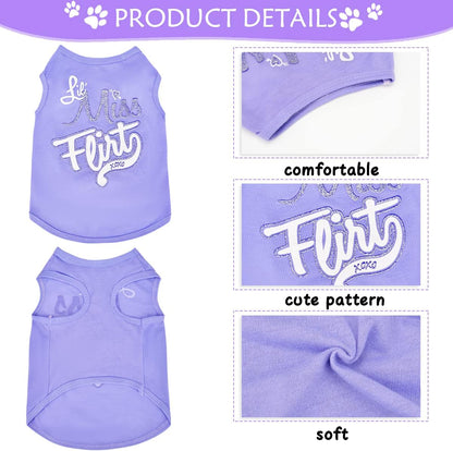 Dog Clothes for Dogs Girl Summer Pet T-Shirts Costume Cat Clothing Apparels Puppy Vest Outfits Cute Pattern for Small,Medium,Large Breed 4 Pack HLL21030802 Small/2.64-4.4Lb