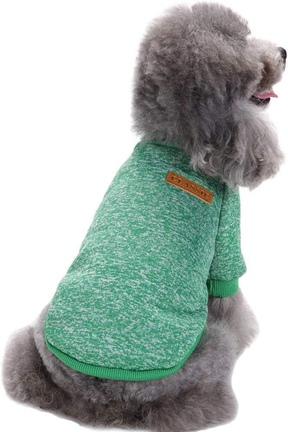 Pet Dog Sweater Warm Dog Pajamas Soft Cat Sweater Puppy Clothes Small Dogs Sweater Winter Doggie Sweatshirt (L, Green)