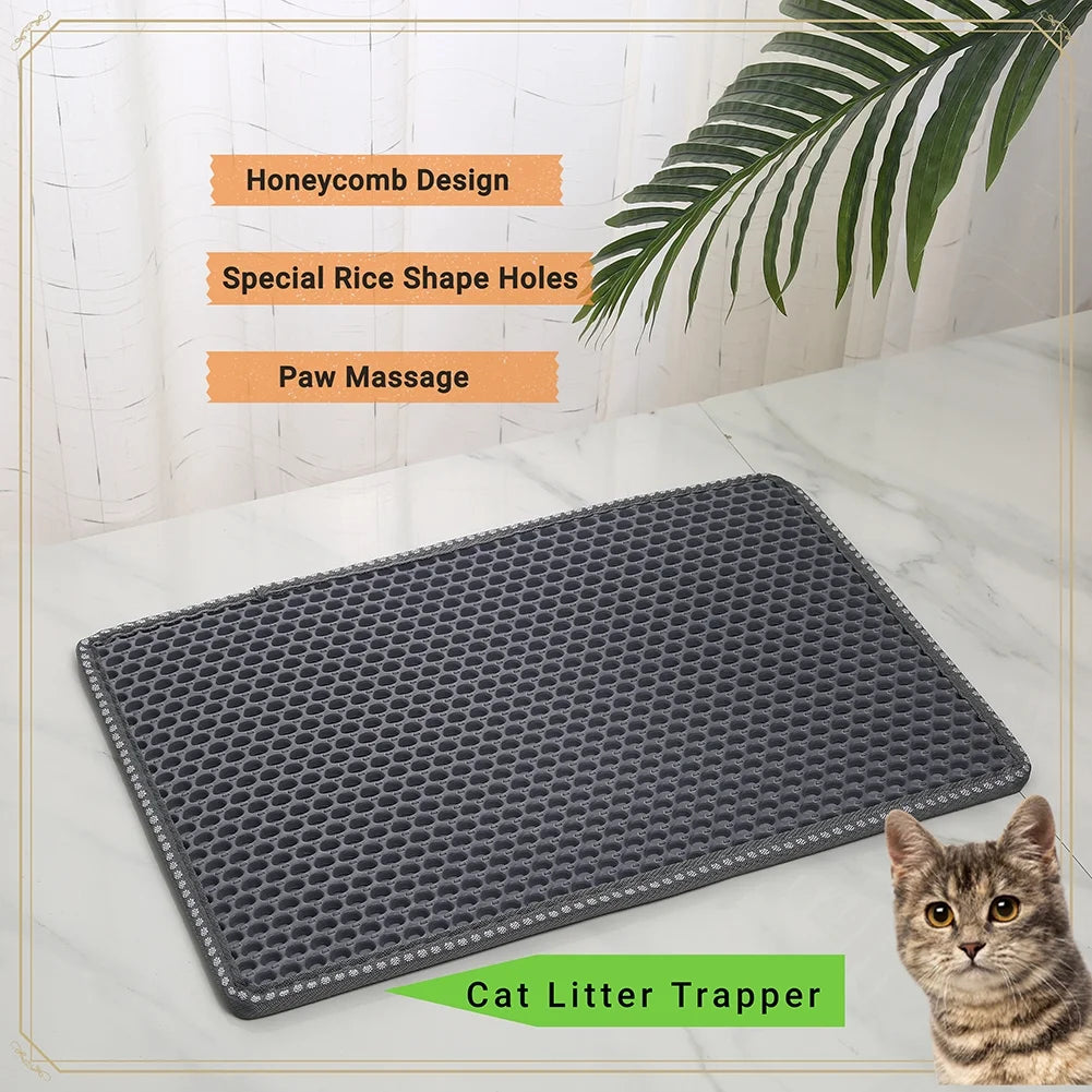 Double Layer anti Tracking Waterproof Cat Litter Trapping Mat Gray