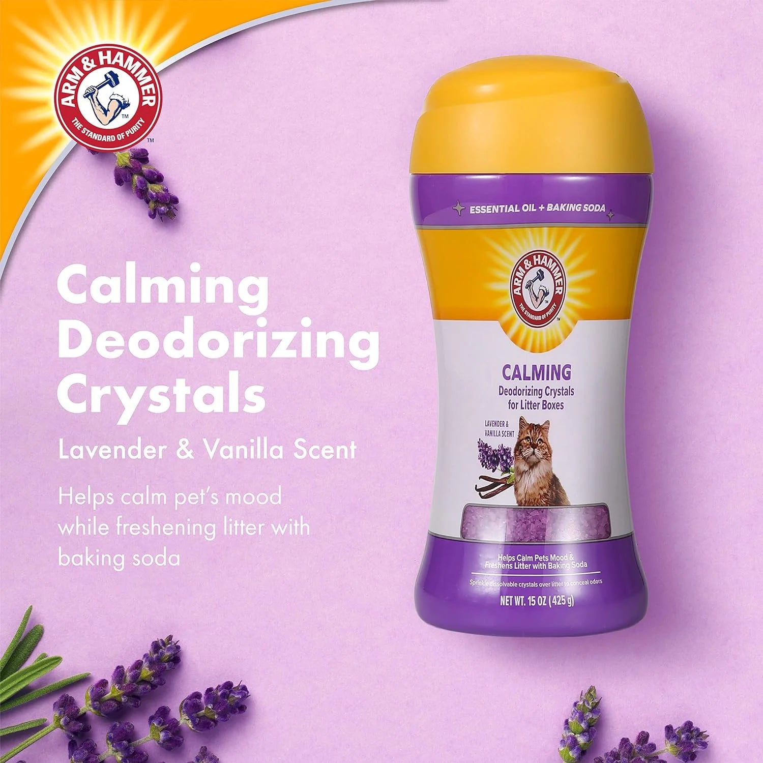 (2 Pack)  Cat Litter Deodorizing Crystals, Lavender & Vanilla Scent 15 Oz