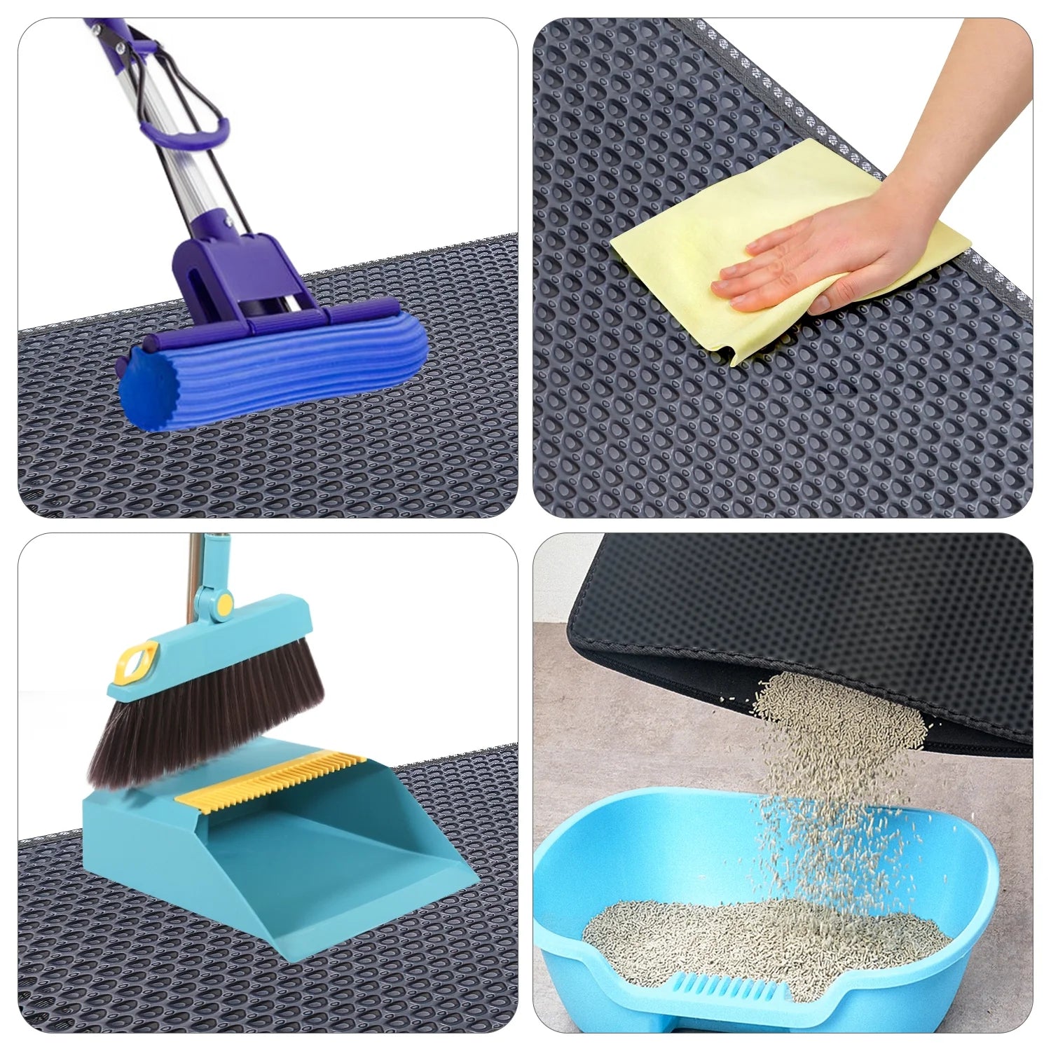 Double Layer anti Tracking Waterproof Cat Litter Trapping Mat Gray