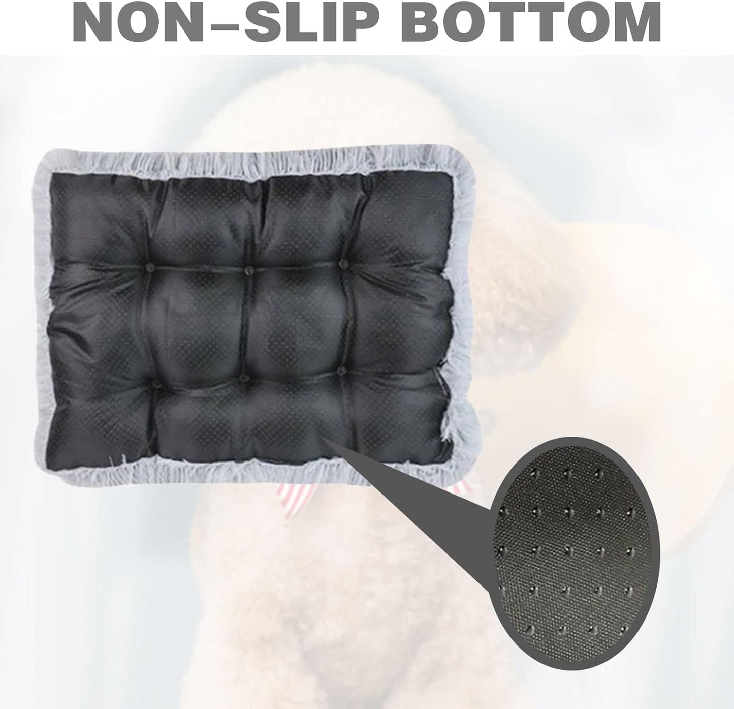 Dog Bed, Dog Crate Bed, Washable Dog Crate Pad, Fulffy Kennel Pad, Anti-Slip Dog Crate Mat for Large Medium Small Dogs (M, Gray)