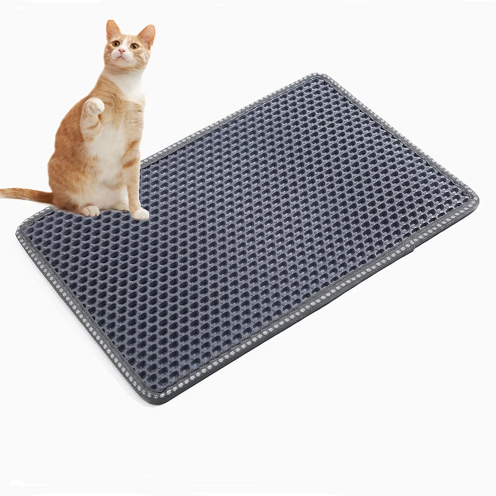 Double Layer anti Tracking Waterproof Cat Litter Trapping Mat Gray