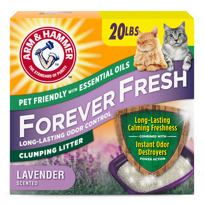 (4 Pack)  Forever Fresh Clumping Cat Litter, Lavender Essential Oils, Multi-Cat, 20 Lb