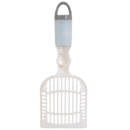 Deluxe 2-In-1 Plastic Cat Litter Scoop with Built-In Waste Bag Dispenser in Handle, 15 Fresh Scent Disposable Waste Bags Included, Assorted Colors