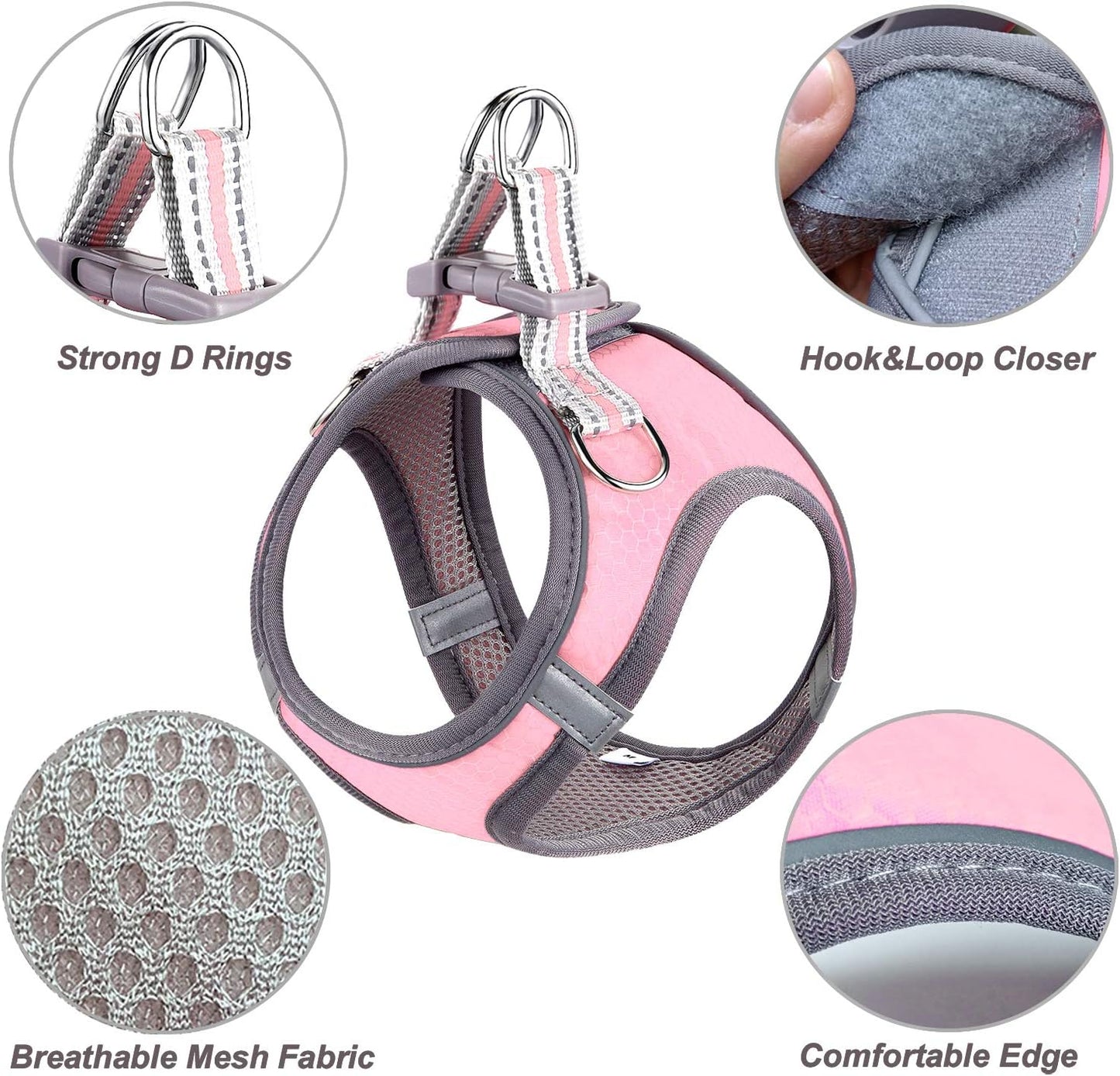 Small Dog Harness,Puppy Harness,Adjustable Leash and Collar Set for Small Dogs,Step-In Dog Harness,3M Reflective Pet Dog Vest for Small Medium Puppy