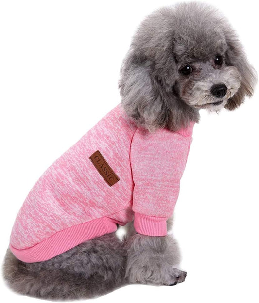 Pet Dog Classic Knitwear Sweater Warm Winter Puppy Pet Coat Soft Sweater Clothing for Small Dogs (S, Pink)