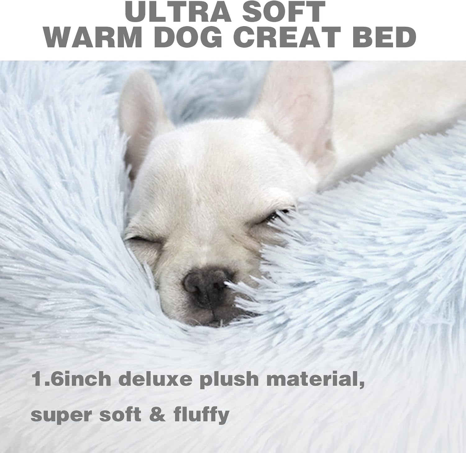 Dog Bed, Dog Crate Bed, Washable Dog Crate Pad, Fulffy Kennel Pad, Anti-Slip Dog Crate Mat for Large Medium Small Dogs (M, Gray)