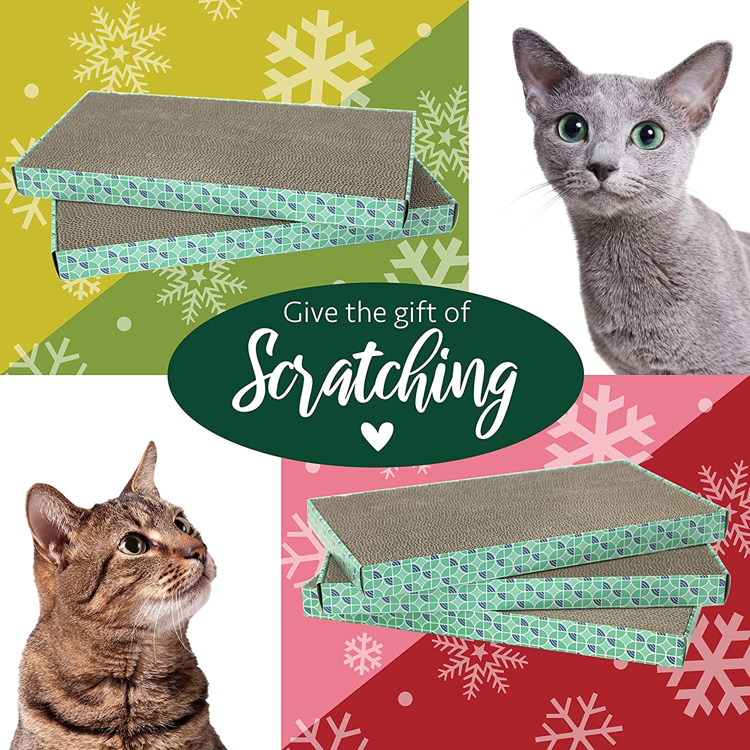 Corrugate Cat Scratch Pad, Cat Non-Stick Litter Scoop, Cat Litter Mats, Cat Litter Box Kit RED 18 X 10 X 1.5 Inches