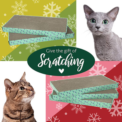 Corrugate Cat Scratch Pad, Cat Non-Stick Litter Scoop, Cat Litter Mats, Cat Litter Box Kit RED 18 X 10 X 1.5 Inches
