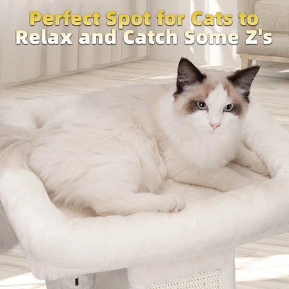 1-Level 17.7 in Cat Tree with Condo, Scratch Pad, Hammock & Hanging Ball, Beige