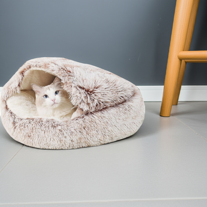 2-in-1 Round Cushion &amp; Warm Pet House for Cats and Small Dogs