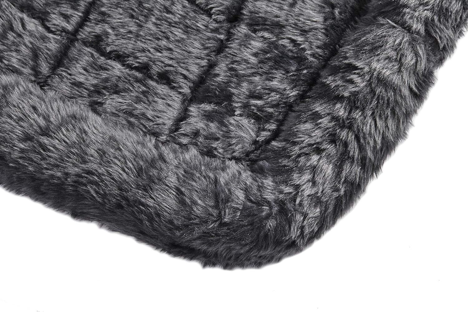 XS Dog Bed – Gray Faux Fur Bolster, Ultra-Soft and Machine Washable, Fits 22-Inch Crates and Carriers, for Small Dogs and Cats